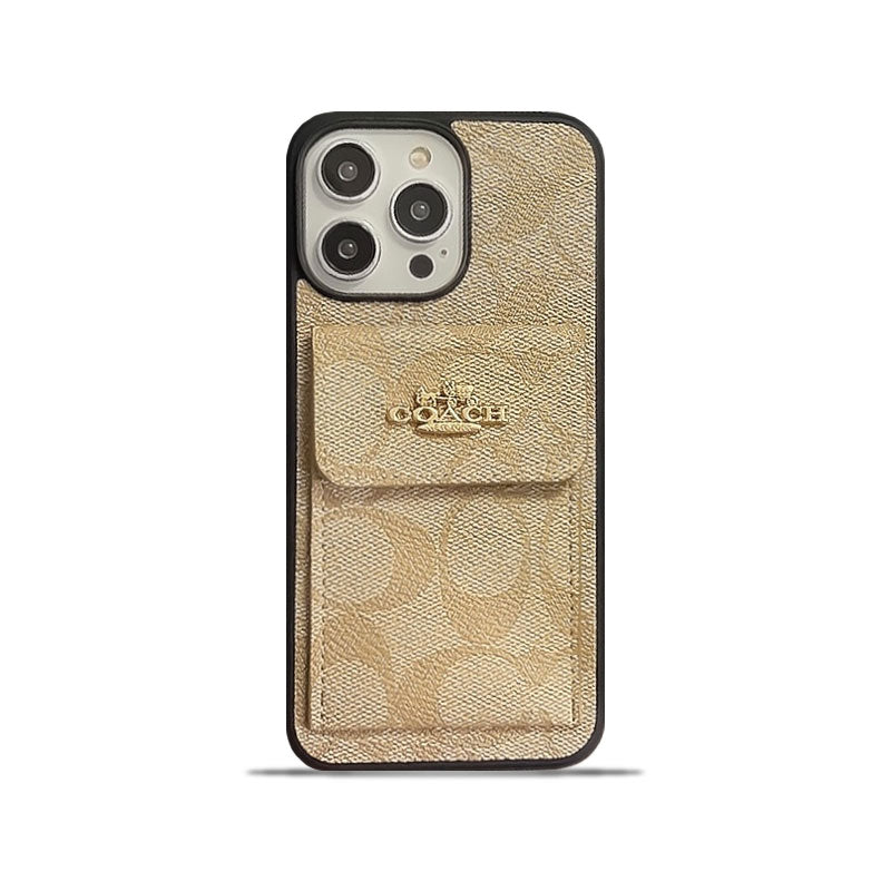 Coach iPhone Case With Card Holder Wallet Coffee -SZK240425 - Iphonecasehouse