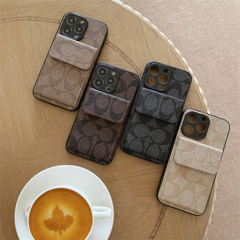 Coach iPhone Case With Wallet Coffee-HP240513 - Iphonecasehouse