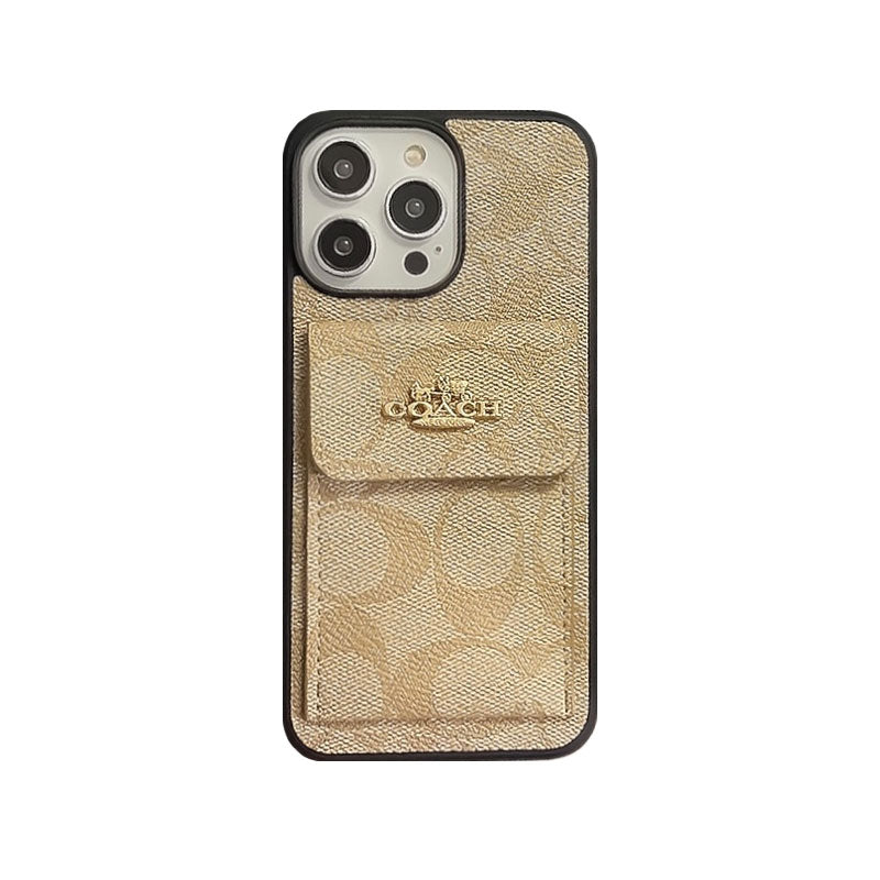 Coach iPhone Case With Card Holder Wallet Dark Brown -SZK240425 - Iphonecasehouse