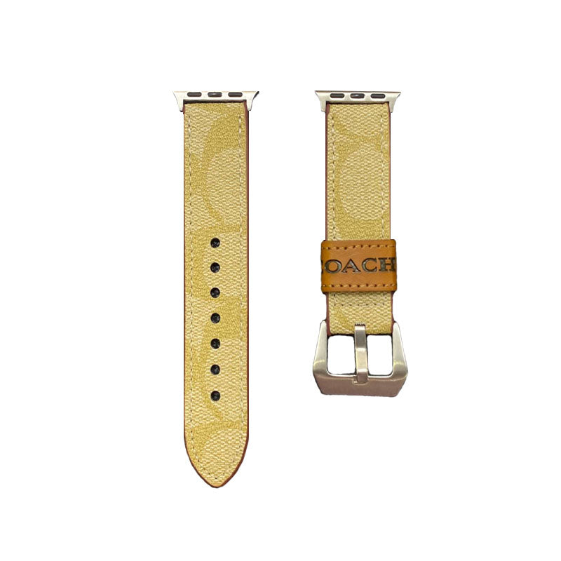 Leather Coach Apple Watch Band Light Brown-YHK244221710 - Iphonecasehouse