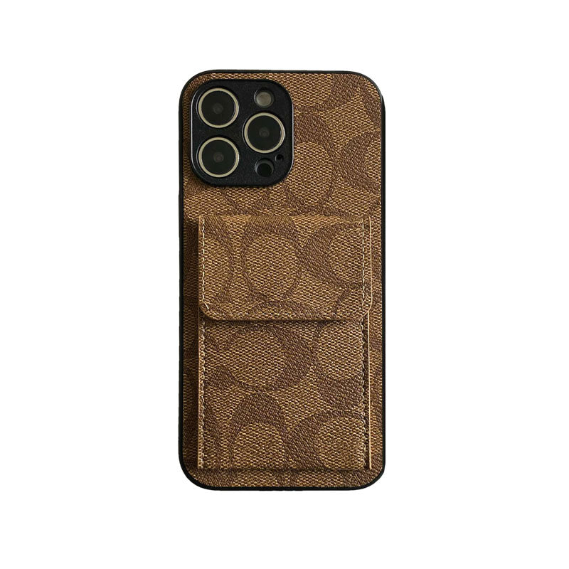 Coach iPhone Case With Wallet Light Brown-HP240513 - Iphonecasehouse