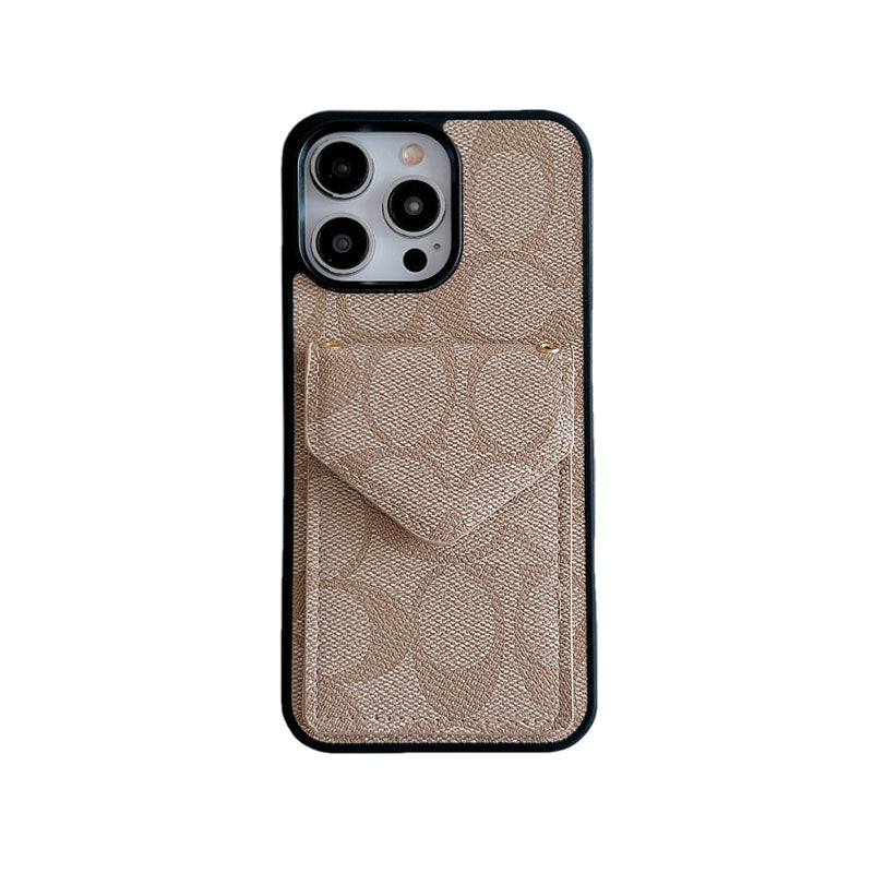 Coach iPhone Case With Card Holder And Strap Dark Brown -SJ240513 - Iphonecasehouse