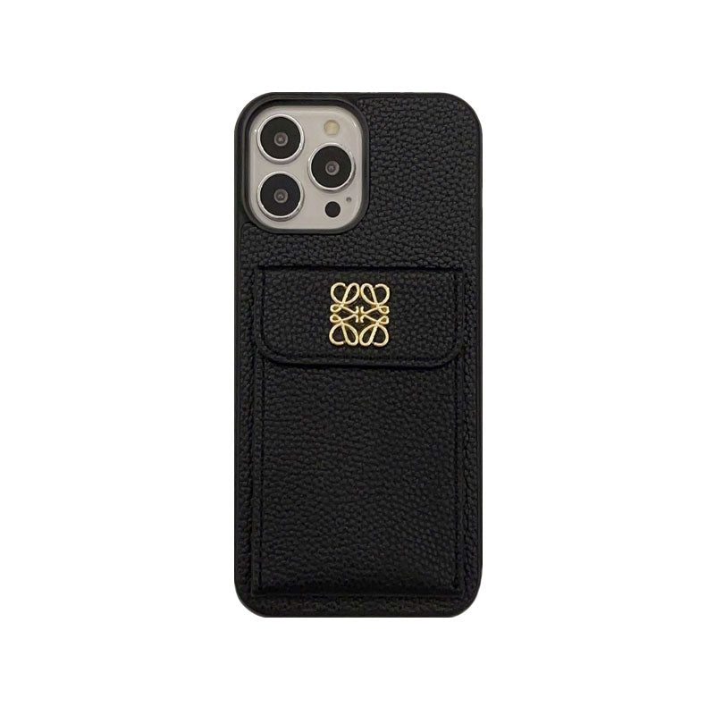LOEWE iPhone Case With Card Holder Black-QBK240603 - Iphonecasehouse