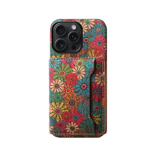 Vintage Floral seasons Leather Wallet Case – Boho Chic Protection for iPhone Case - Iphonecasehouse