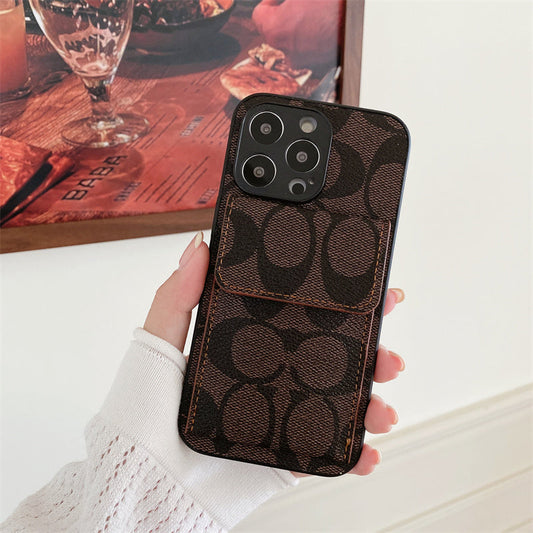 Coach iPhone Case With Wallet Dark Brown-HP240513 - Iphonecasehouse