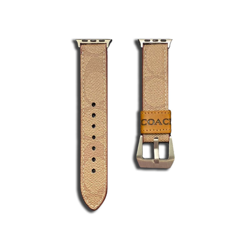 Leather Coach Apple Watch Band Light Brown-YHK244221710 - Iphonecasehouse