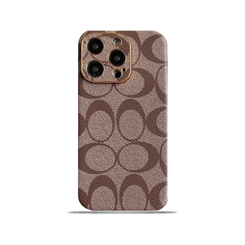 Coach iPhone Case Leather Light Brow -QBK240513 - Iphonecasehouse