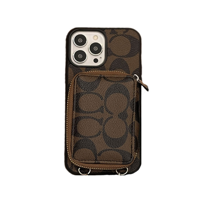 Coach iPhone Case With Wallet Coffee-LQB241412 - Iphonecasehouse