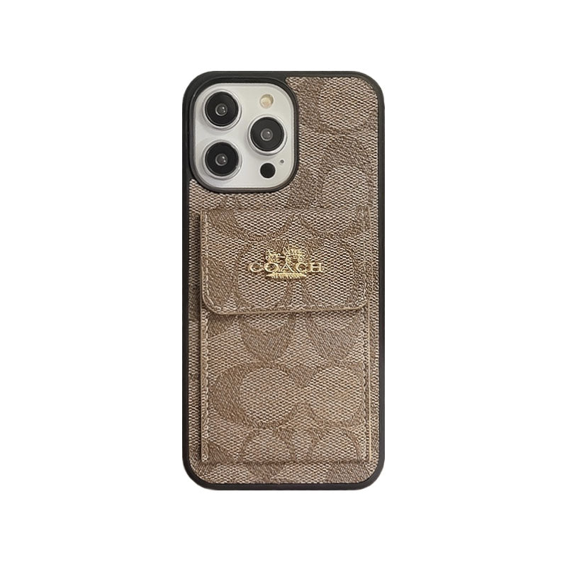 Coach iPhone Case With Card Holder Wallet Dark Brown -SZK240425 - Iphonecasehouse