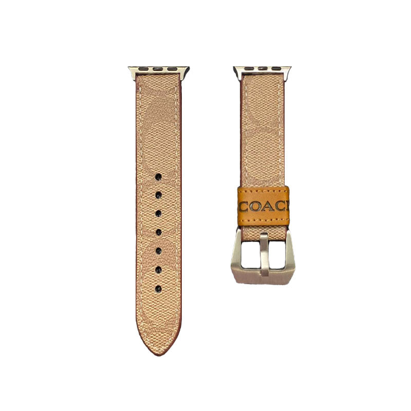 Leather Coach Apple Watch Band Light Brown-YHK244221710 - Iphonecasehouse