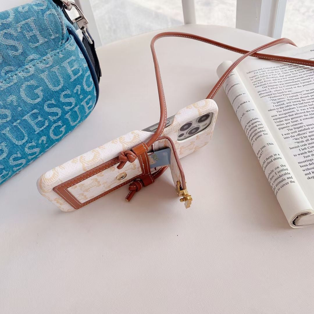 White Celine iPhone Case With Card Holder -LH240109 - Iphonecasehouse