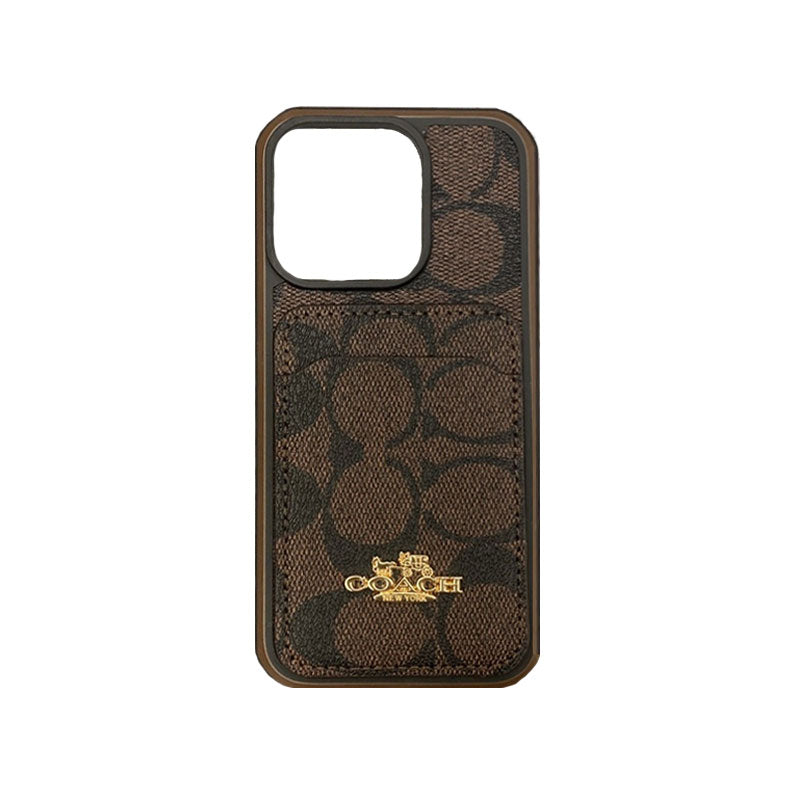 Coach iPhone Case With Card Holder Coffee -KB241416 - Iphonecasehouse