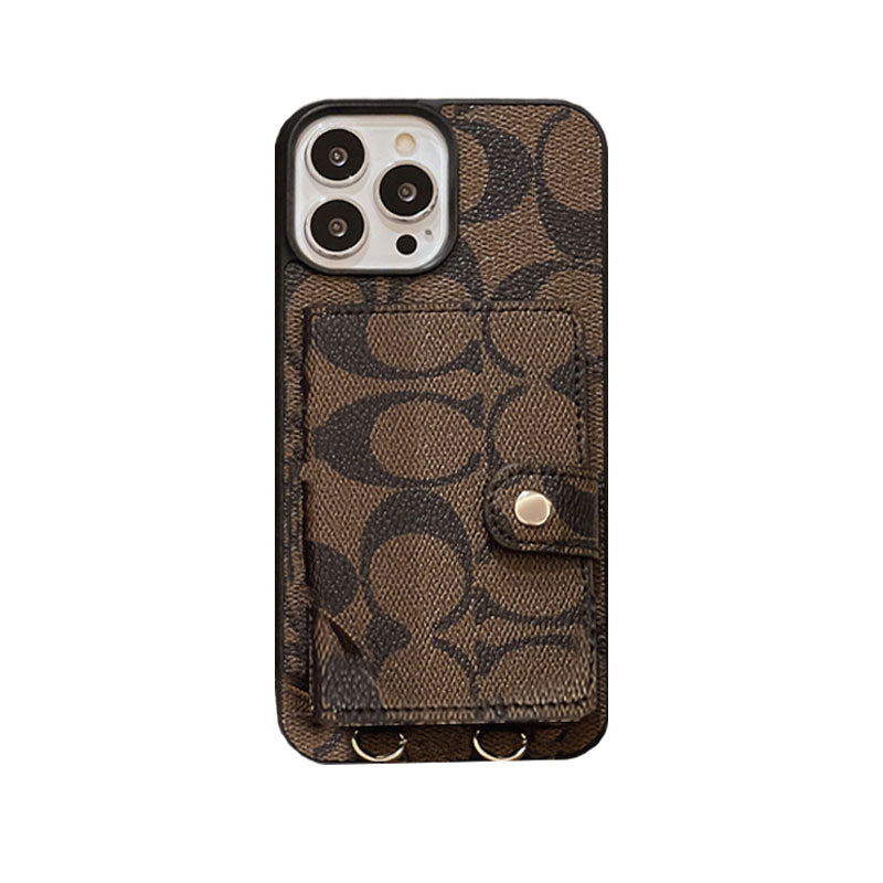 Coach iPhone Case With Wallet And Strap Brown -SZK240402 - Iphonecasehouse