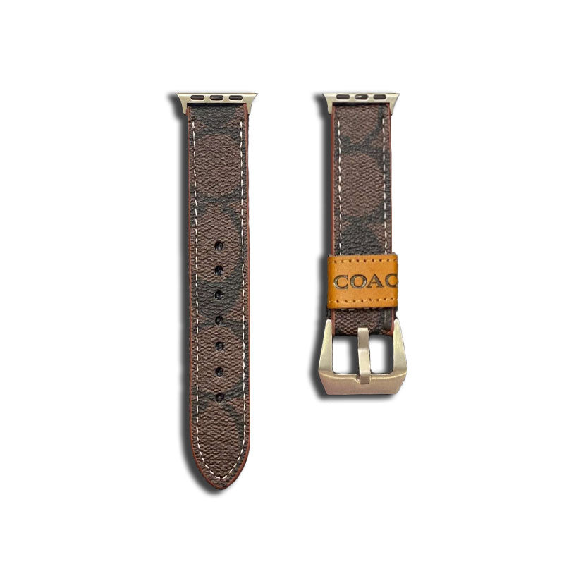 Leather Coach Apple Watch Band Dark brown-YHK244221710 - Iphonecasehouse