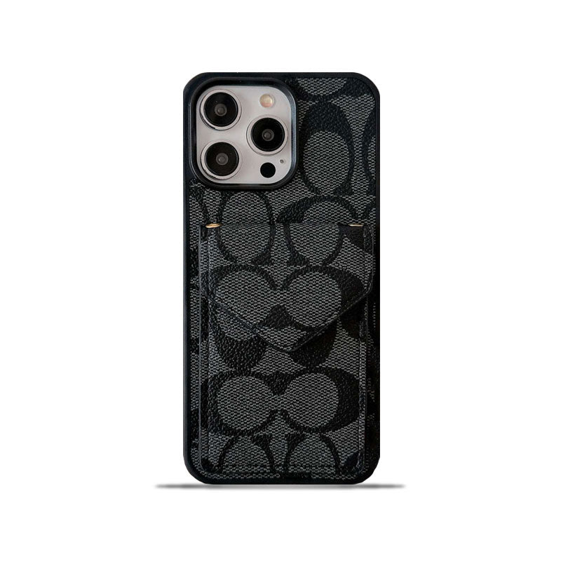 Coach iPhone Case With Card Holder And Strap Light Black -SJ240513 - Iphonecasehouse