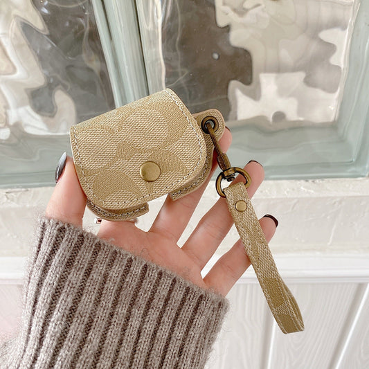 Leather Coach AirPods Case White-CC231215 - Iphonecasehouse