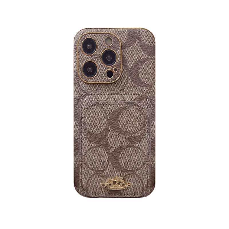 Coach iPhone Case With Card Holder Coffee -KB241651 - Iphonecasehouse