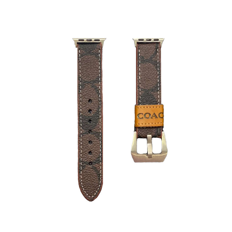 Leather Coach Apple Watch Band Light Brown-YHK244221710 - Iphonecasehouse