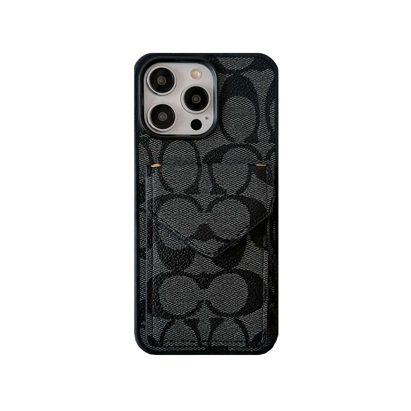 Coach iPhone Case With Card Holder And Strap Dark Brown -SJ240513 - Iphonecasehouse