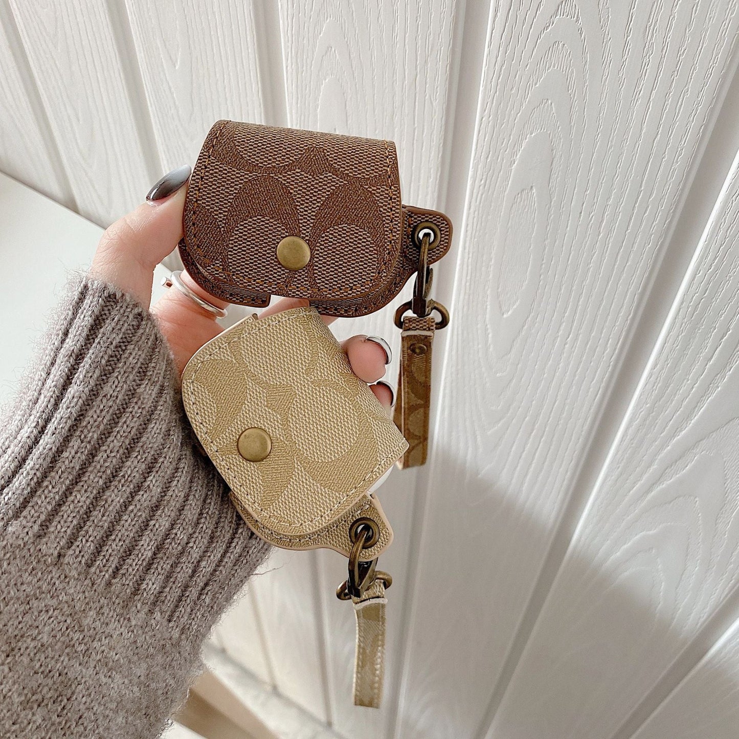 Leather Coach AirPods Pro Case Brown-CC231215 - Iphonecasehouse