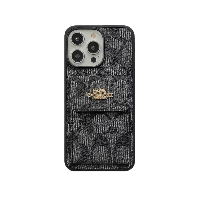 Coach iPhone Case With Card Holder Wallet Dark Brown -SZK240425 - Iphonecasehouse