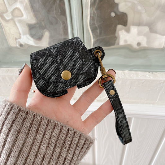 Leather Coach AirPods Pro Case Black-CC231215 - Iphonecasehouse
