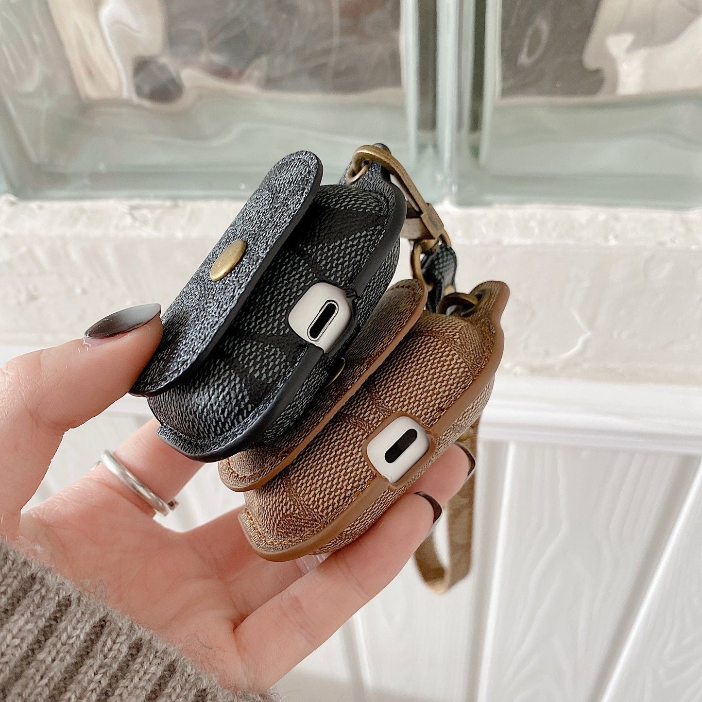 Leather Coach AirPods Pro Case Brown-CC231215 - Iphonecasehouse