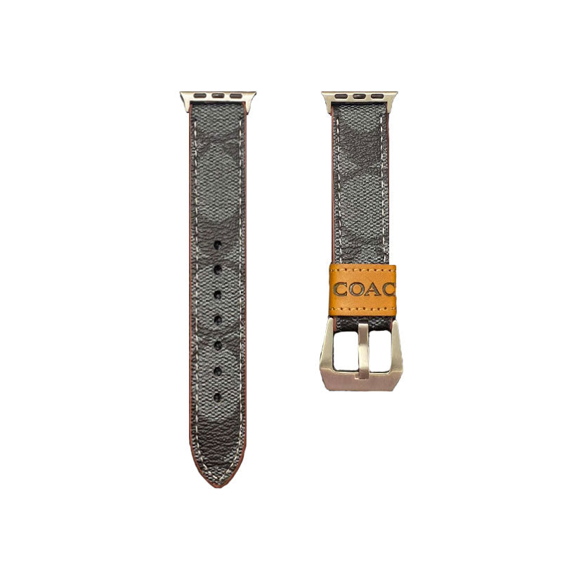 Leather Coach Apple Watch Band Light Brown-YHK244221710 - Iphonecasehouse