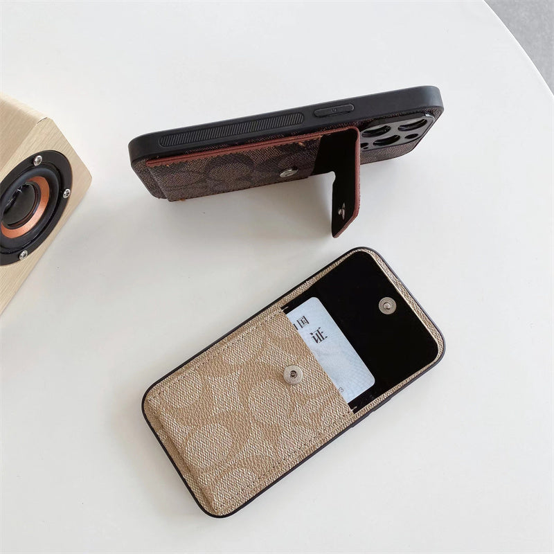 Coach iPhone Case With Wallet Coffee-HP240513 - Iphonecasehouse