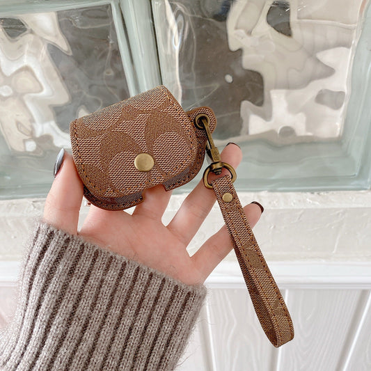 Leather Coach AirPods Pro Case Brown-CC231215 - Iphonecasehouse