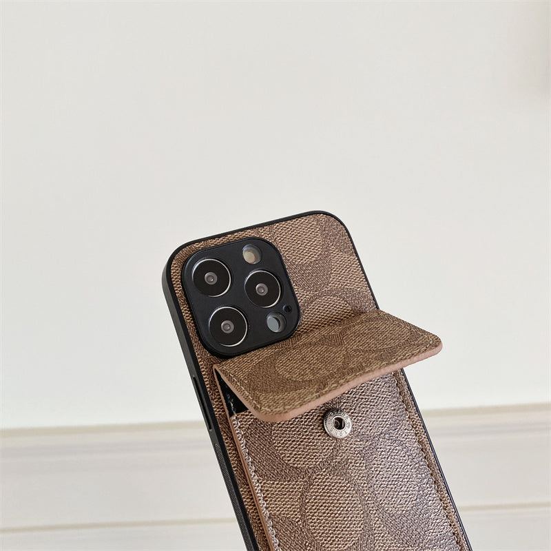 Coach iPhone Case With Wallet Light Brown-HP240513 - Iphonecasehouse