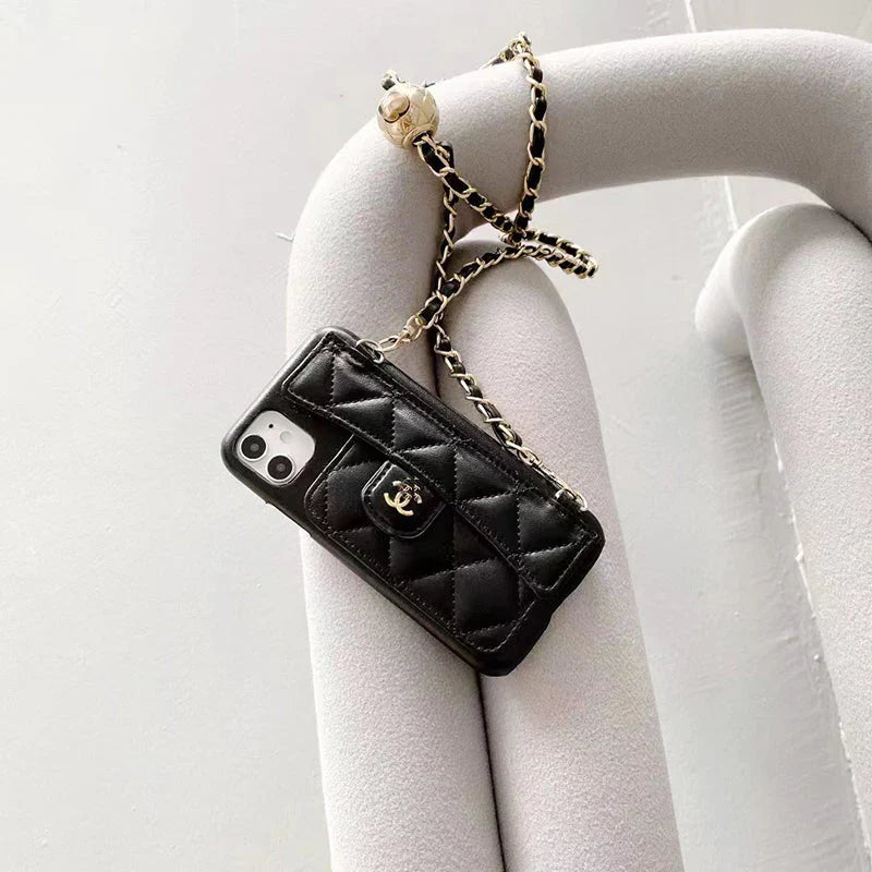 Luxury Wallet iPhone Case With Hand /Crossbody Chain - Iphonecasehouse