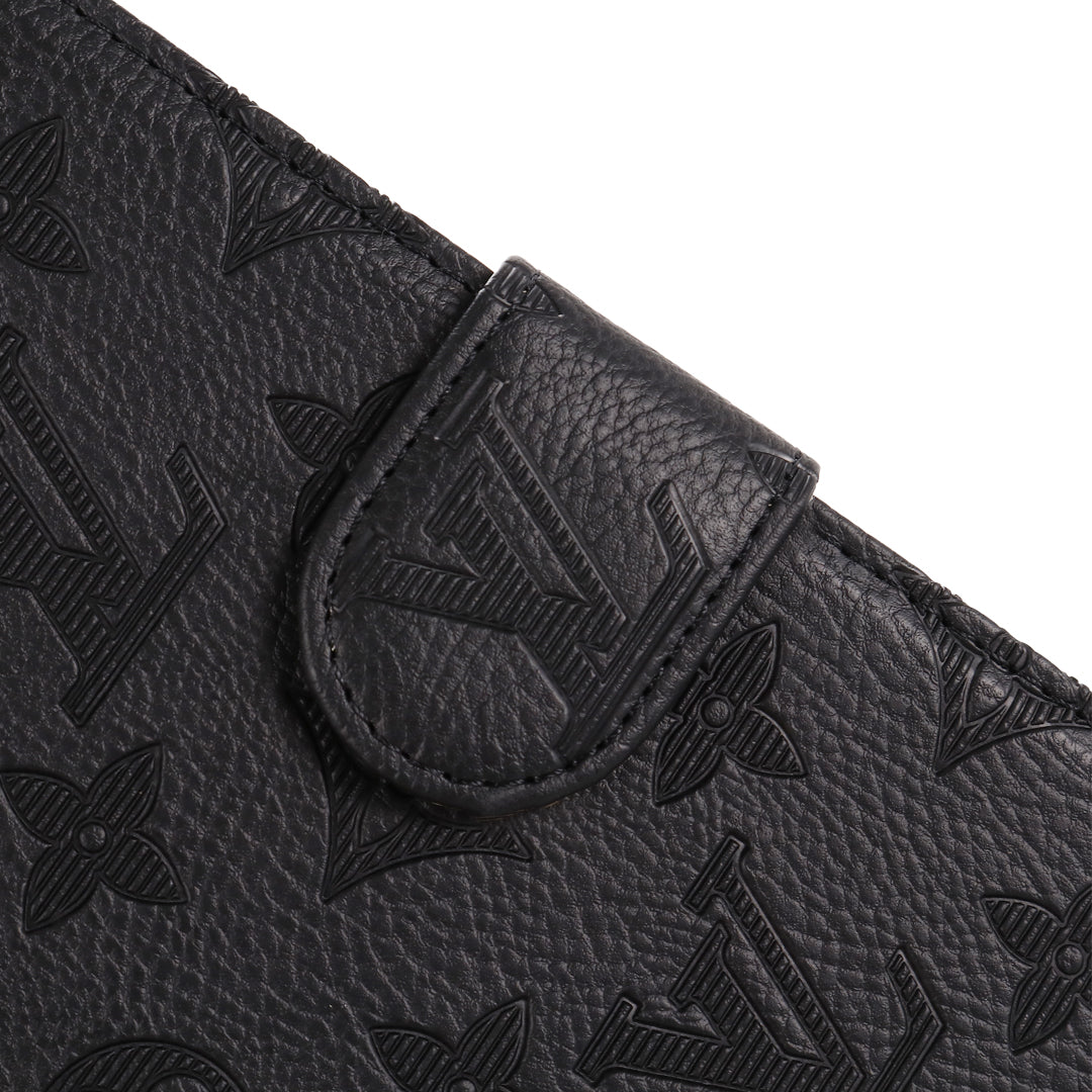 3D Embossed Canvas Monogram Holster Apple iPad Flip Cover With Stand Function - Iphonecasehouse