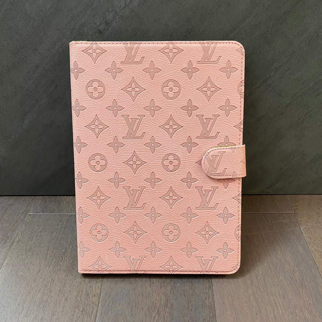 3D Embossed Canvas Monogram Holster Apple iPad Flip Cover With Stand Function - Iphonecasehouse