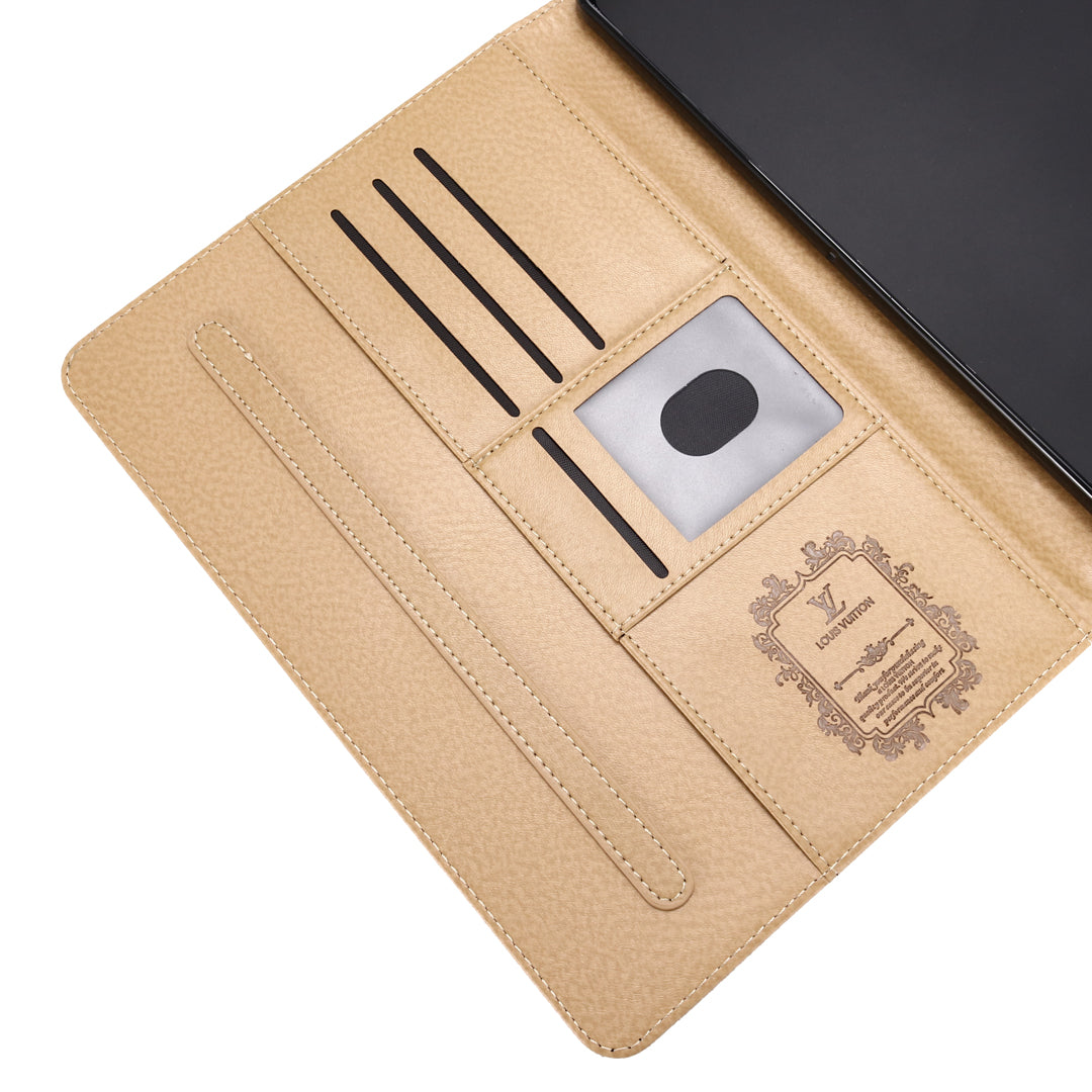 3D Embossed Canvas Monogram Holster Apple iPad Flip Cover With Stand Function - Iphonecasehouse