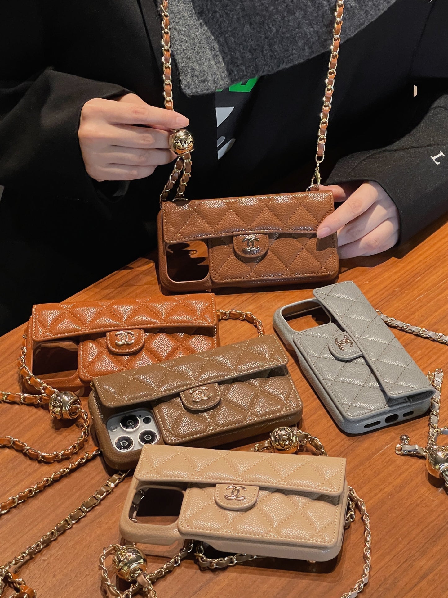 Luxury Wallet iPhone Case With Hand /Crossbody Chain - Iphonecasehouse