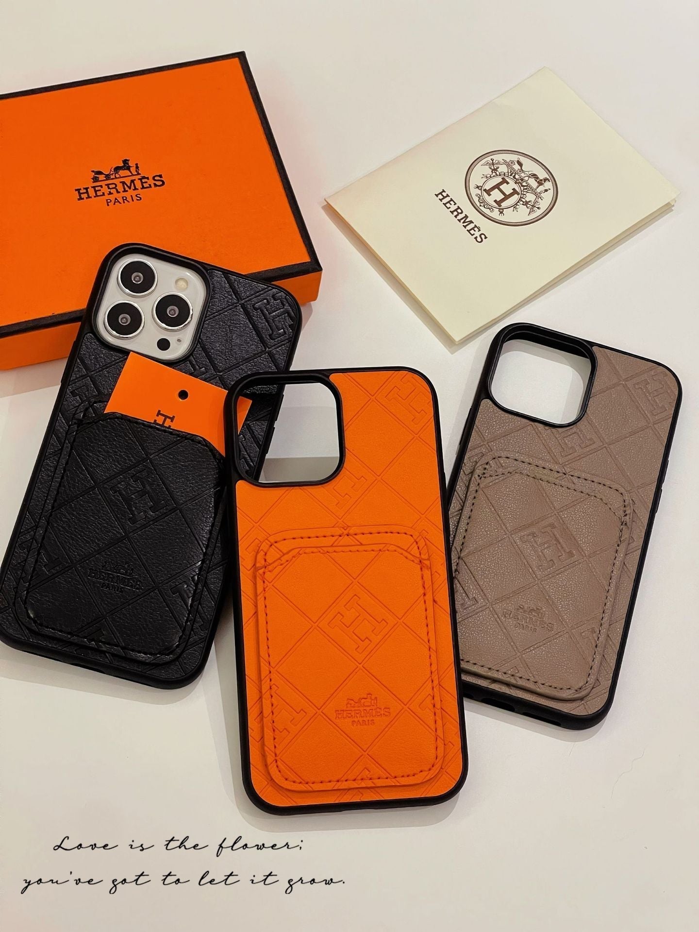 H Leather Card Holder iPhone Case - Iphonecasehouse