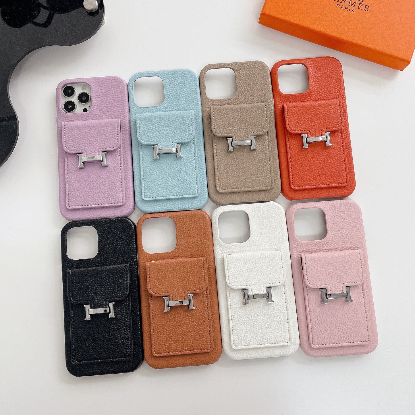 H Card Holder Leather iPhone Case - Iphonecasehouse
