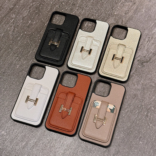H Card Holder Leather iPhone Case - Iphonecasehouse