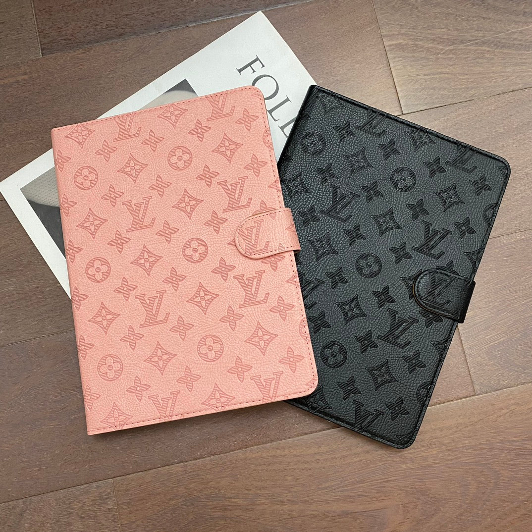 3D Embossed Canvas Monogram Holster Apple iPad Flip Cover With Stand Function - Iphonecasehouse