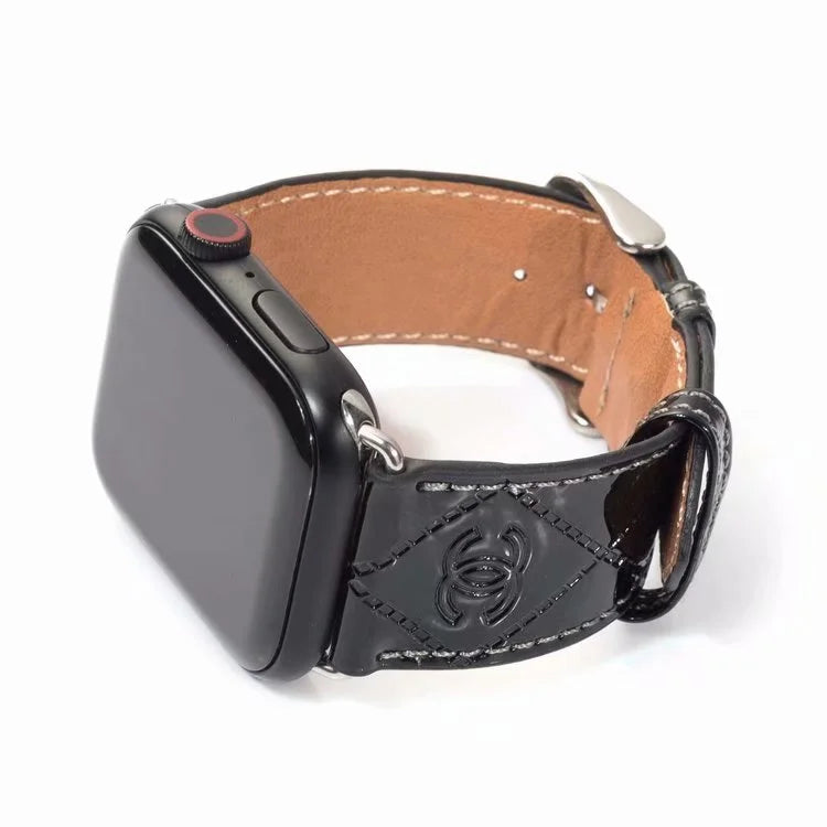 GLOSSY LEATHER APPLE WATCH BAND - Iphonecasehouse