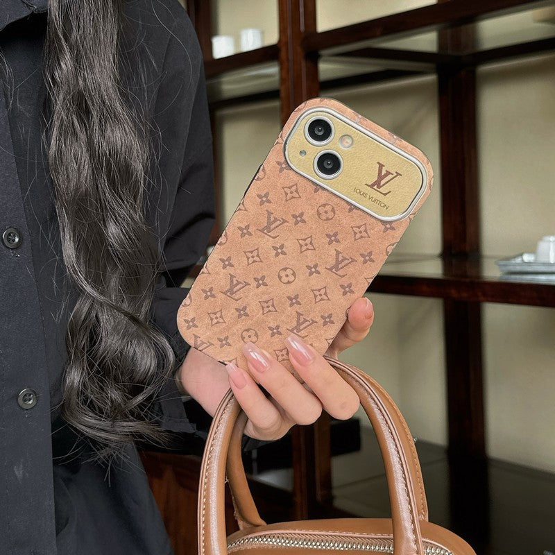 Lou Brown & Black Classic Leather iPhone Case - Iphonecasehouse