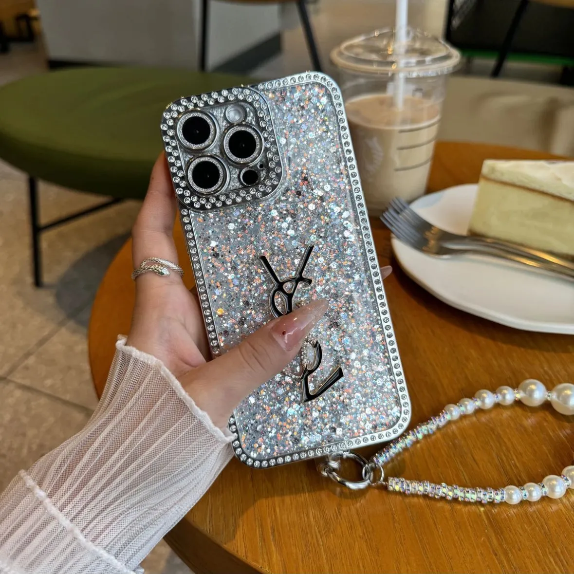 Luxury Glitter Holographic Y - S - L-Inspired iPhone Case – Diamond Shine Edition - Iphonecasehouse