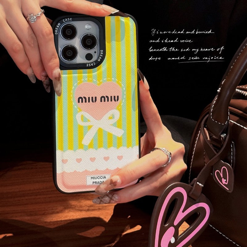 Miu Green & Pink Leather iPhone Case - Iphonecasehouse