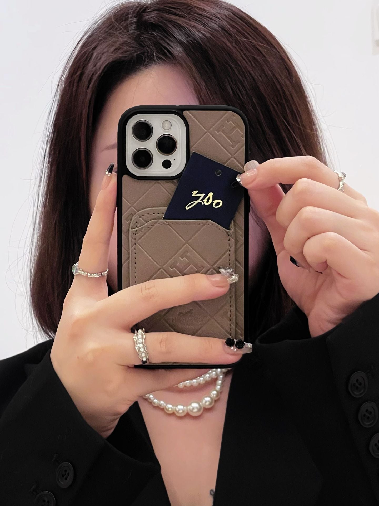 H Leather Card Holder iPhone Case - Iphonecasehouse