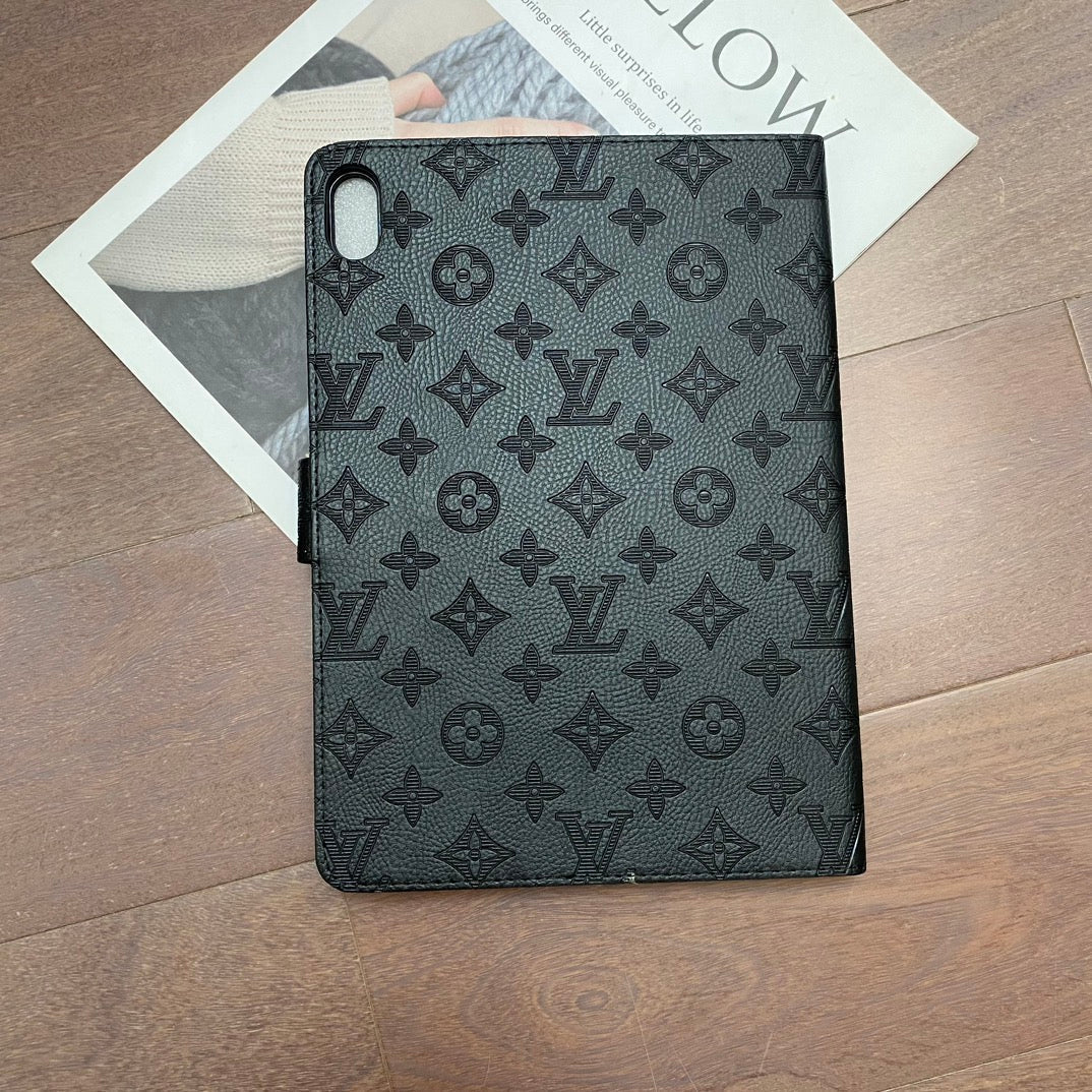 3D Embossed Canvas Monogram Holster Apple iPad Flip Cover With Stand Function - Iphonecasehouse