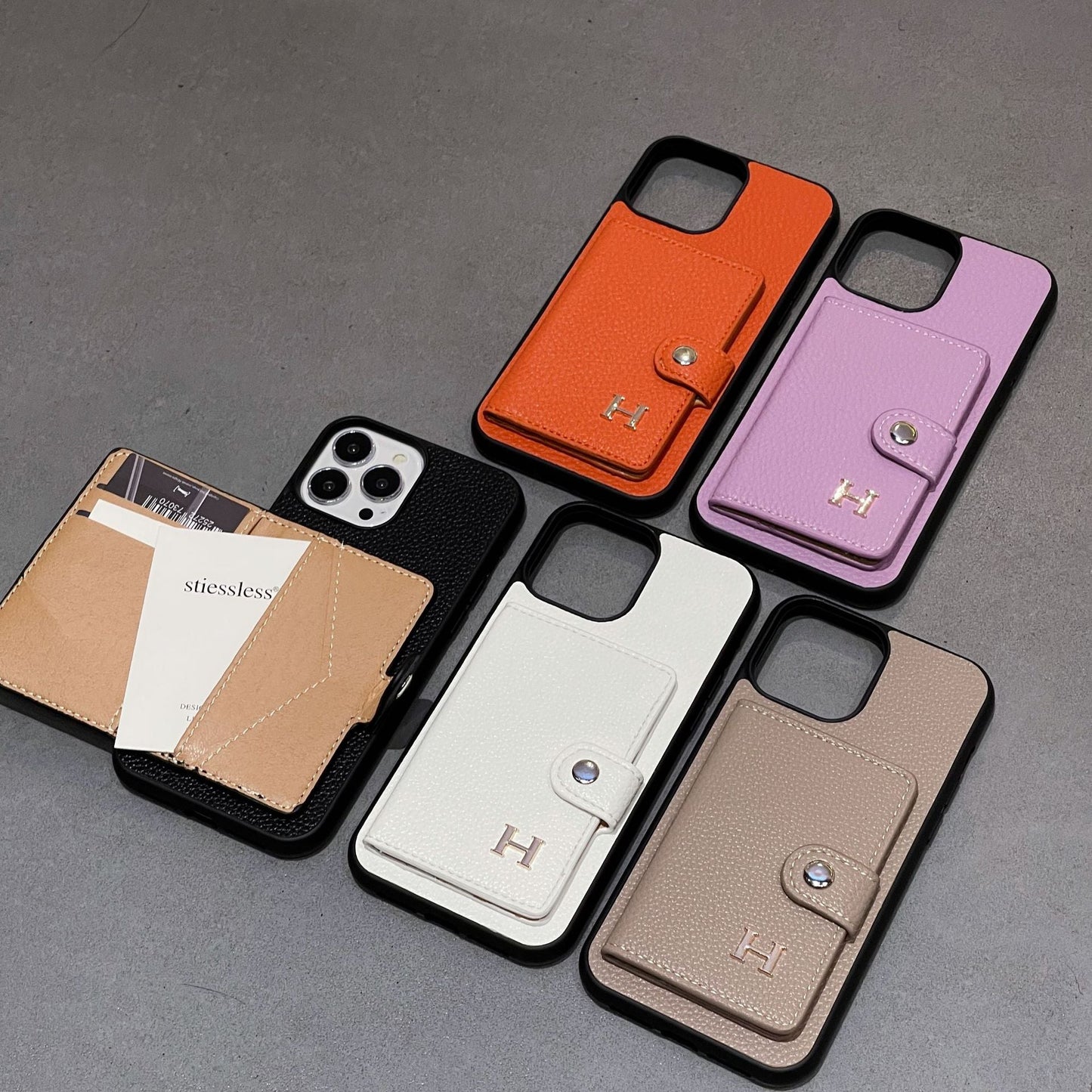 H Leather Card Holder iPhone Case - Iphonecasehouse