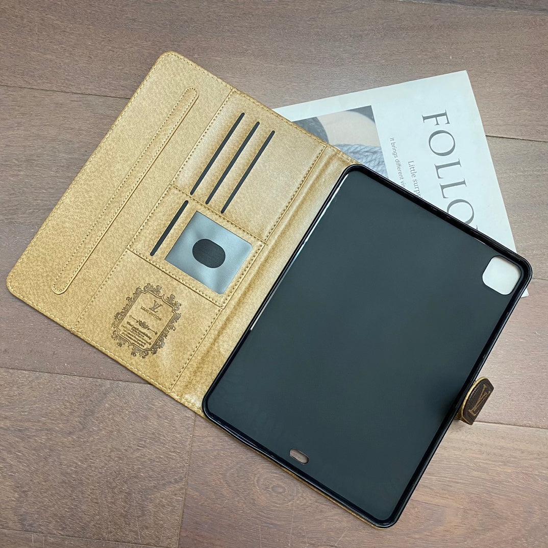 Luxury Canvas Monogram Leather Fresh Summer Theme Pattern Apple iPad case Black - Iphonecasehouse