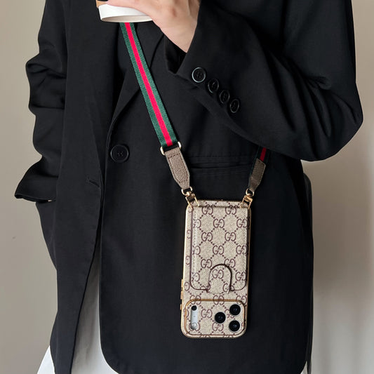 Advanced leather iPhone Case Luxury With Card Wallet And Strap