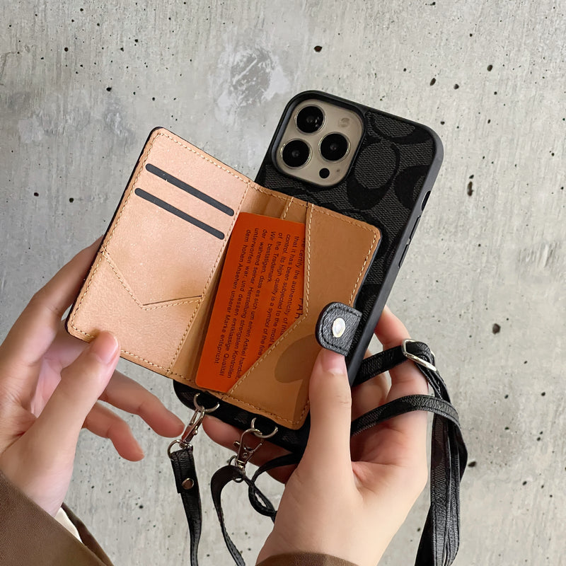 Coach iPhone Case With Wallet And Strap Brown -SZK240402 - Iphonecasehouse